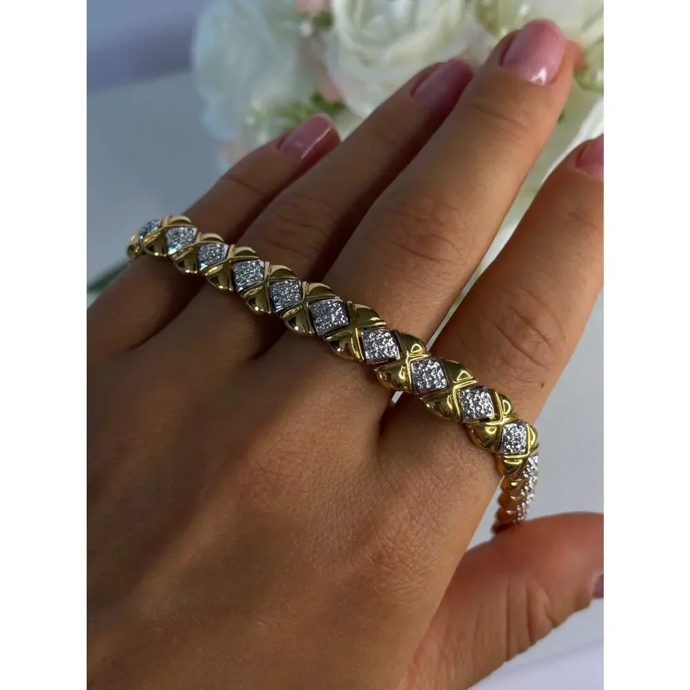 Charming 925 Sterling Silver Gold Plated Bracelet Length 7.5 Inch